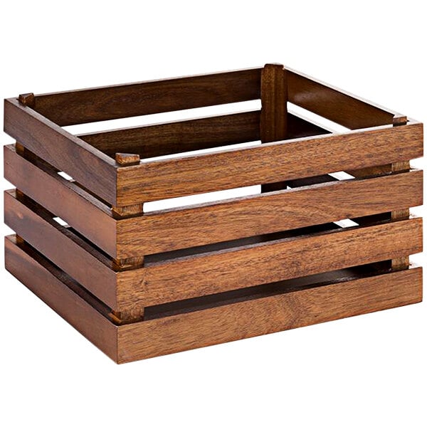 A brown bamboo box with four shelves.