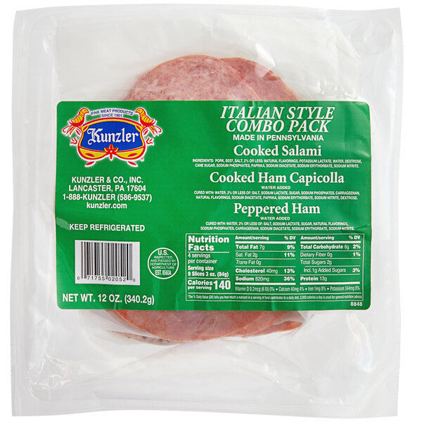 Kunzler PreSliced Cooked Italian Deli Combo Meat 12 oz. 8/Case
