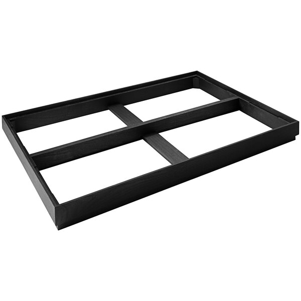 A black rectangular Abert Domino wood display frame with four rectangular sections.