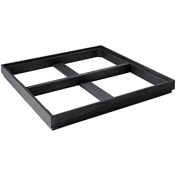 A black square ash wood display frame with four square sections.