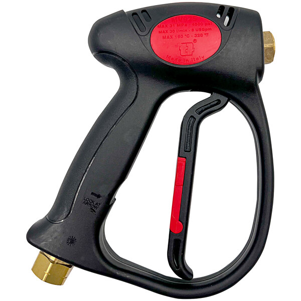A black and red AR North America rear entry spray gun with a red handle.