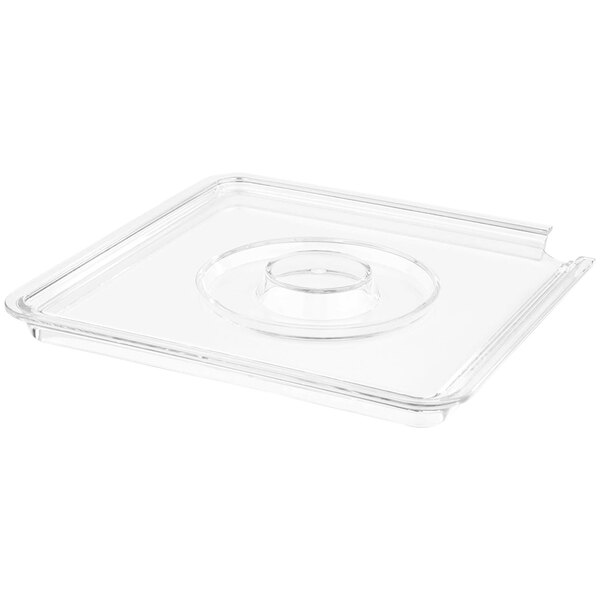 APS Universal 9 1/2" Square Clear Food Pan Lid with Notch and Handle