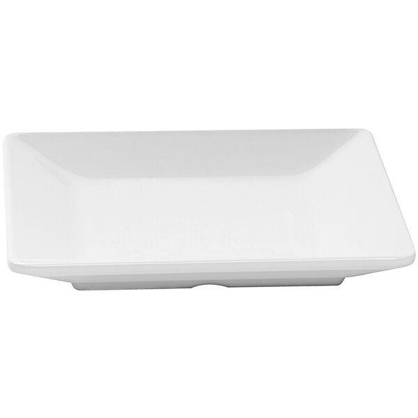 A white rectangular plate with a white background.