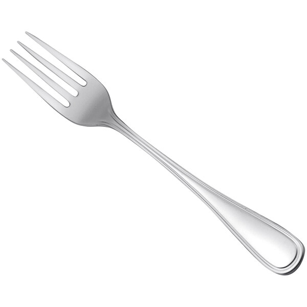 A Oneida New Rim II stainless steel dinner fork with a silver handle.