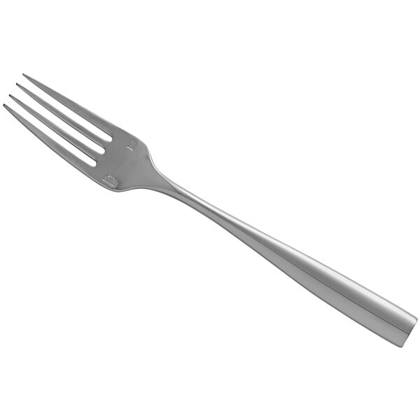 A close-up of a Sant'Andrea Vasari stainless steel table fork with a silver handle.