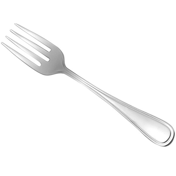 A Oneida New Rim II stainless steel salad/dessert fork with a silver handle.