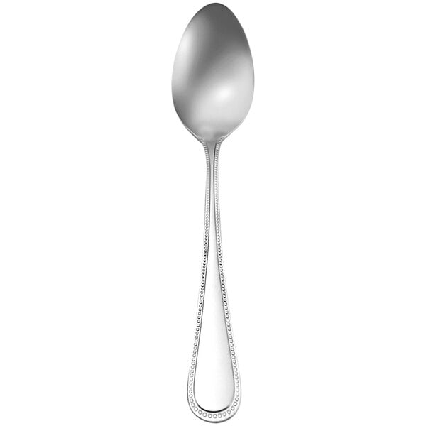A Oneida Pearl 18/10 stainless steel teaspoon with a white background.