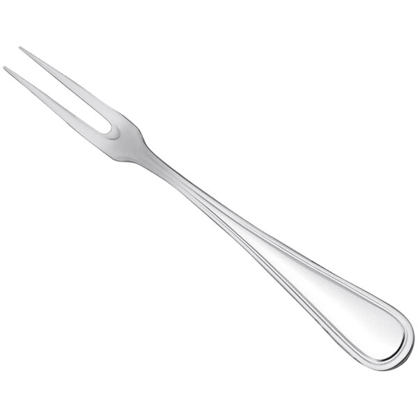 A silver fork with a handle.