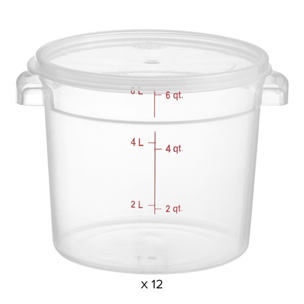 Vigor 6 Qt. Translucent Round Polypropylene Food Storage Container and ...