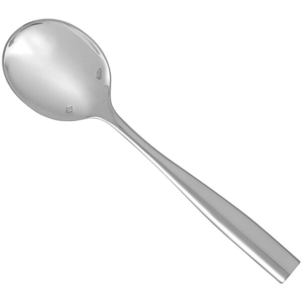 A Sant'Andrea Vasari stainless steel soup spoon with a silver bowl and handle.