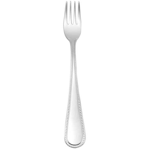 A silver Oneida Pearl stainless steel oyster/cocktail fork.