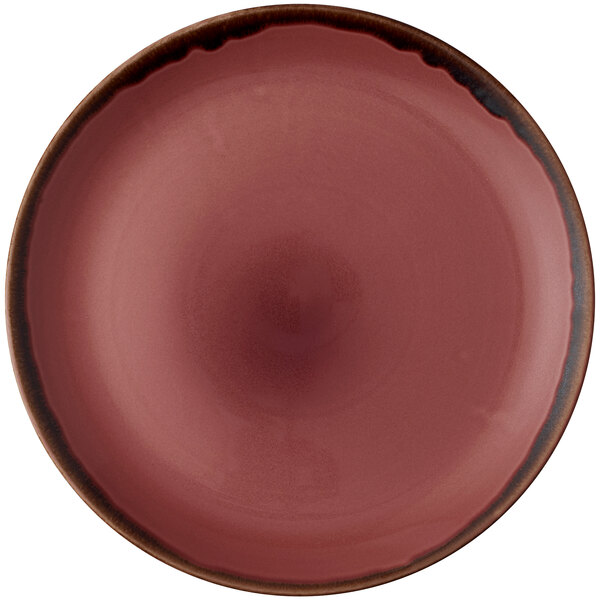 A Dudson Harvest plum china plate with a rim on a white background.