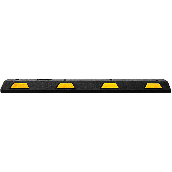 Plasticade 6' Black Rubber Car Stop / Parking Block with 4 Reflective