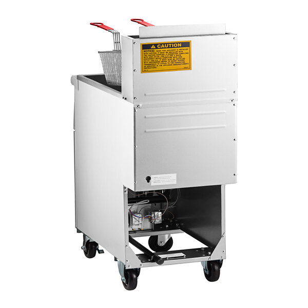 Avantco FF50 Natural Gas 50 lb. Stainless Steel Floor Fryer - 120,000 BTU