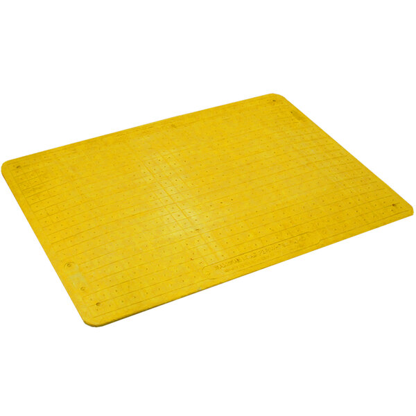 A yellow rectangular plastic cover with holes in it.
