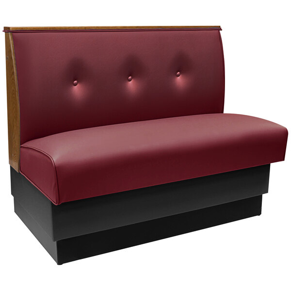 An American Tables & Seating red standard single booth with a 3-button tufted back.