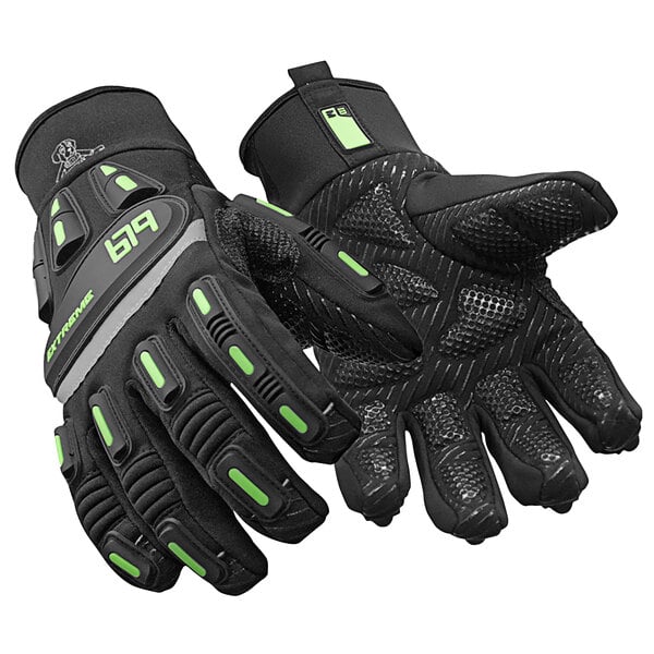 A pair of black RefrigiWear insulated gloves.