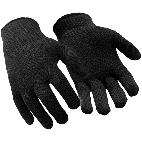 RefrigiWear 0302RBLKOSA Black Stretch Glove Liners Pair