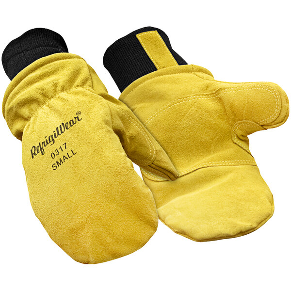 RefrigiWear 0317RGLDXLG Gold Insulated Leather Mitt XL