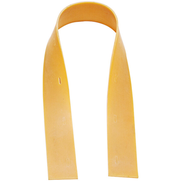 A yellow plastic Tornado rear squeegee with a long handle and yellow rubber band.