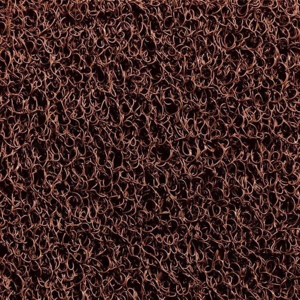 A brown vinyl-coil mat with a pile of brown rings.