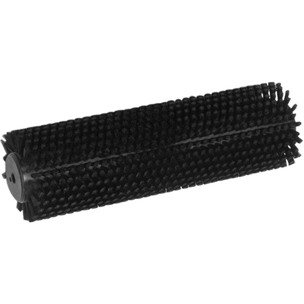 A black cylindrical scrub brush with black bristles.
