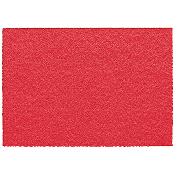 A red rectangular Powr-Flite spray buff pad with a white background.