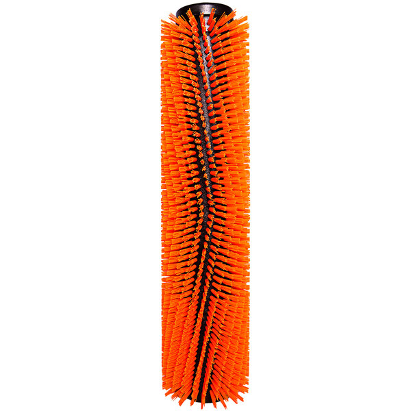 An orange Tornado hi-low grout brush with black bristles and handle.