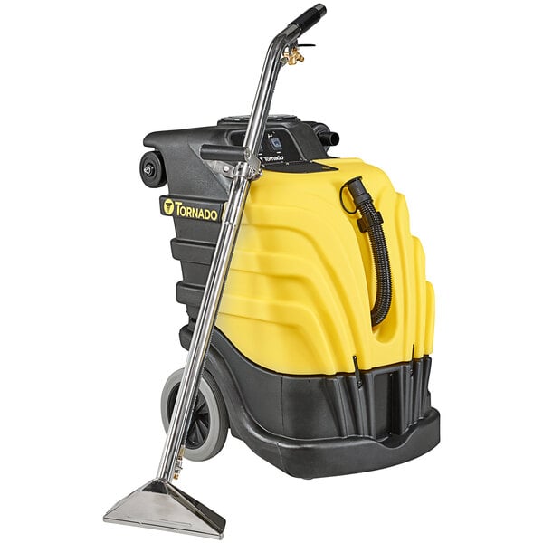 A yellow and black Tornado Surge 10 carpet extractor with a yellow handle.
