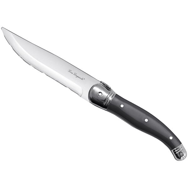 A Lou Laguiole stainless steel knife with an anthracite grey handle.