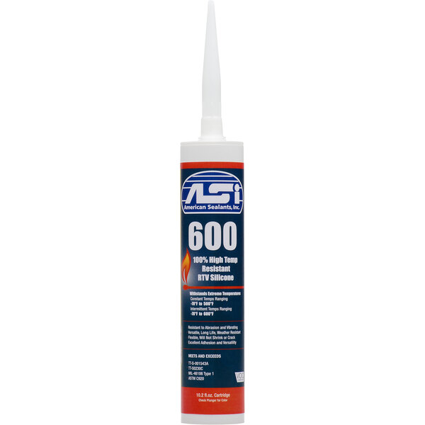 A white tube of American Sealants high-temperature silicone sealant with a blue label and red flames.