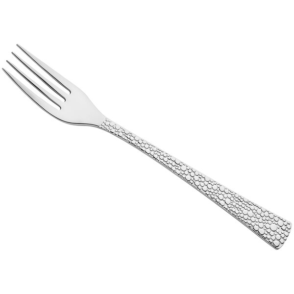 An Amefa Livia Ronda stainless steel table fork with a silver handle with dots on it.