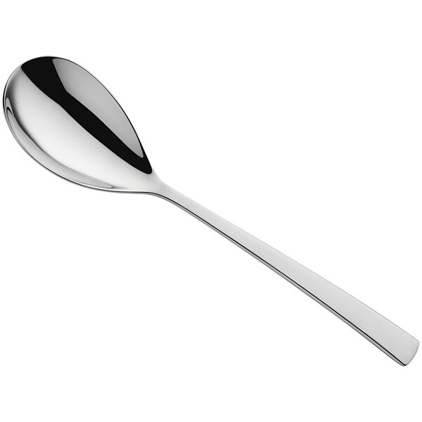 An Amefa Aurora stainless steel vegetable spoon with a long handle and a silver bowl.