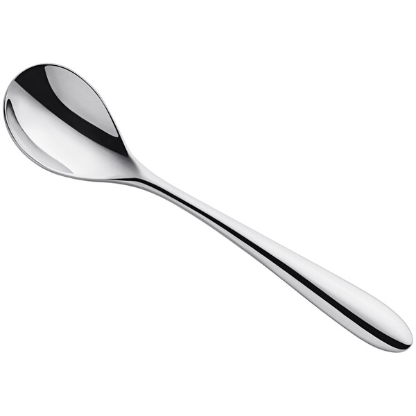 An Amefa Cuba stainless steel demitasse spoon with a silver handle.