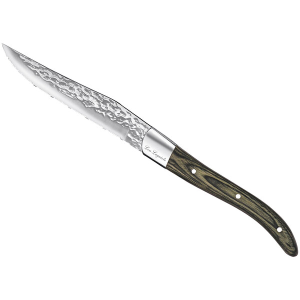 Lou Laguiole Volcano 9 1/16" Hammered Stainless Steel Steak Knife with