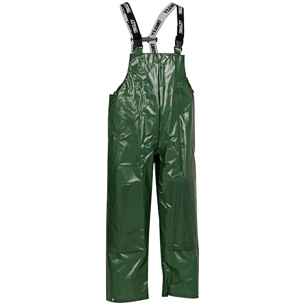 Green Tingley Iron Eagle unisex overalls with suspenders and patch pockets.