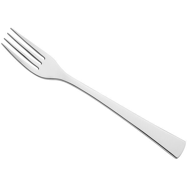 An Amefa Livia stainless steel table fork with a white handle.