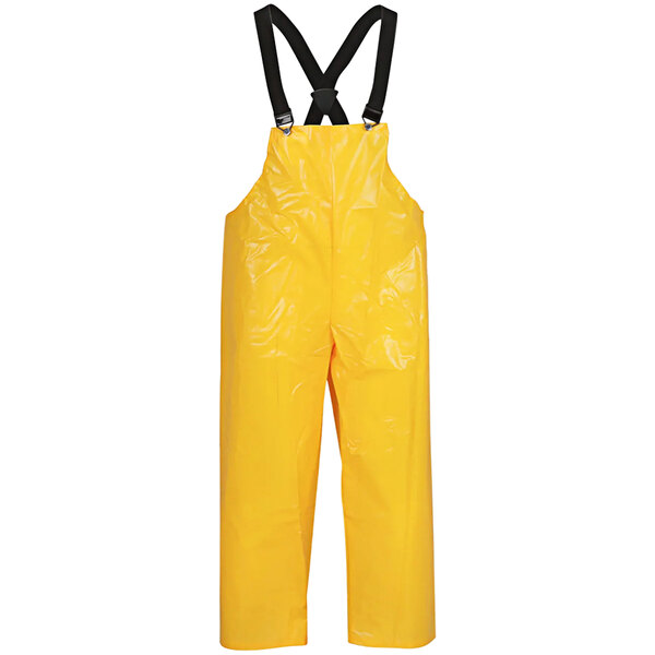 A yellow Tingley Iron Eagle overalls with black straps.
