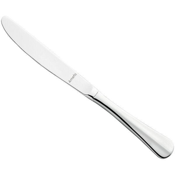An Amefa Baguette stainless steel dessert knife with a silver handle.
