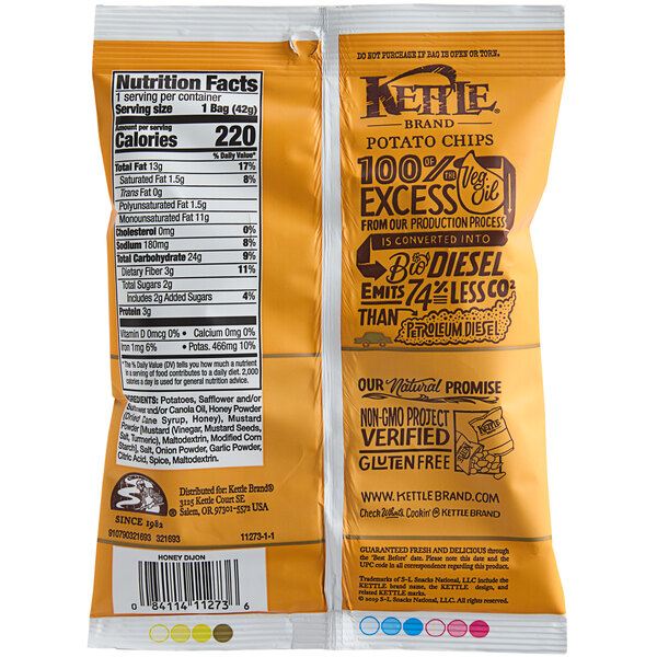 Kettle Brand Honey Dijon Potato Chips 1.5 oz. 24/Case