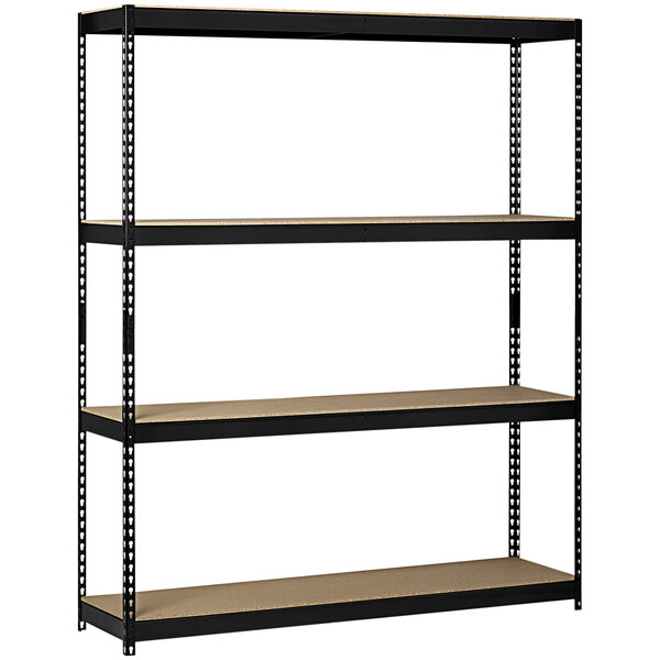 Hirsh Industries 18" x 69" x 84" Black 4Shelf Riveted Steel Shelving Unit