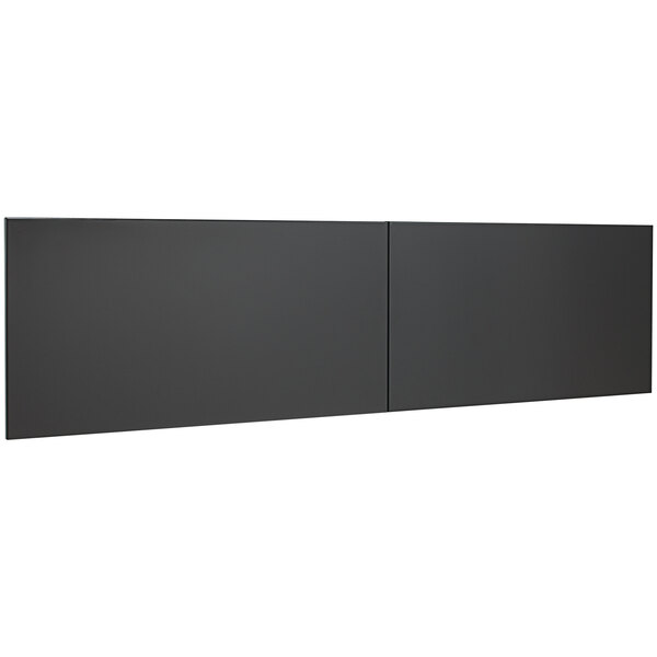 A black cabinet with two doors on it.