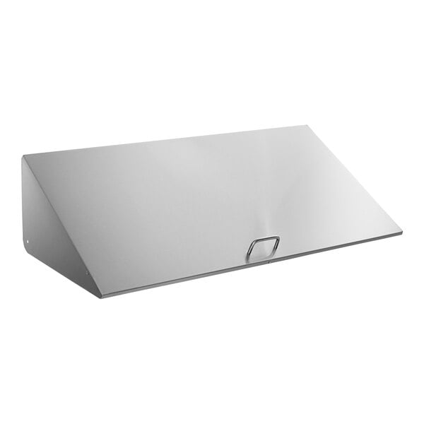 A white rectangular lid with a silver metal handle.