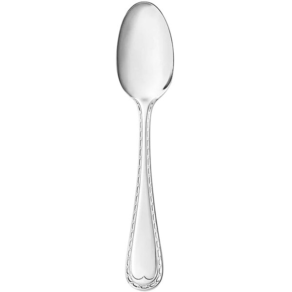 A close-up of a Reserve by Libbey Saddlebrook stainless steel teaspoon with a handle.