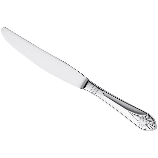 A silver Libbey Metropolitan dinner knife with a hollow handle.