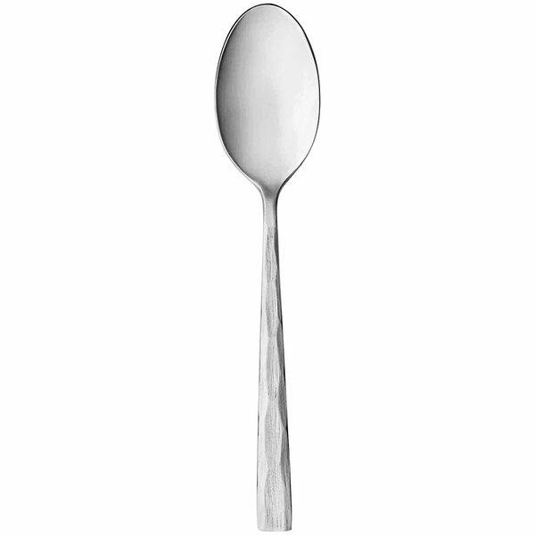A Libbey Silver Forest stainless steel demitasse spoon with a handle.