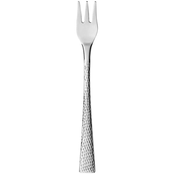 A Reserve by Libbey stainless steel cocktail fork with a textured silver handle.