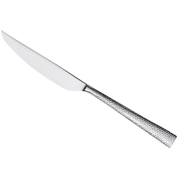A Reserve by Libbey stainless steel steak knife with a textured silver handle.