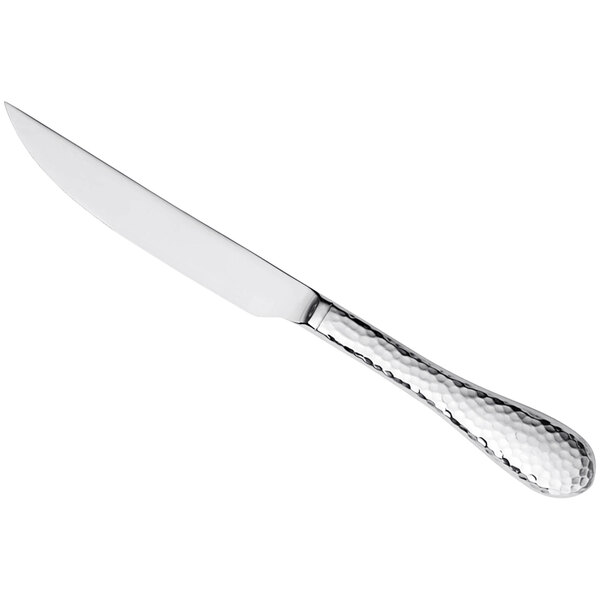 A Reserve by Libbey stainless steel steak knife with a textured handle.