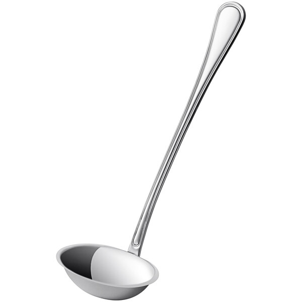 A Libbey Windsor stainless steel ladle with a long handle.